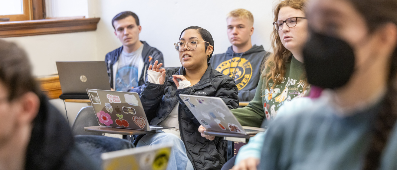 student answering questions in class
